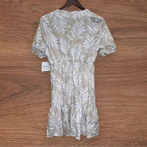 Sz XS - ELLEN TRACY Tiered Linen Blend Dress In Linen Leaf - Picture 3 of 7